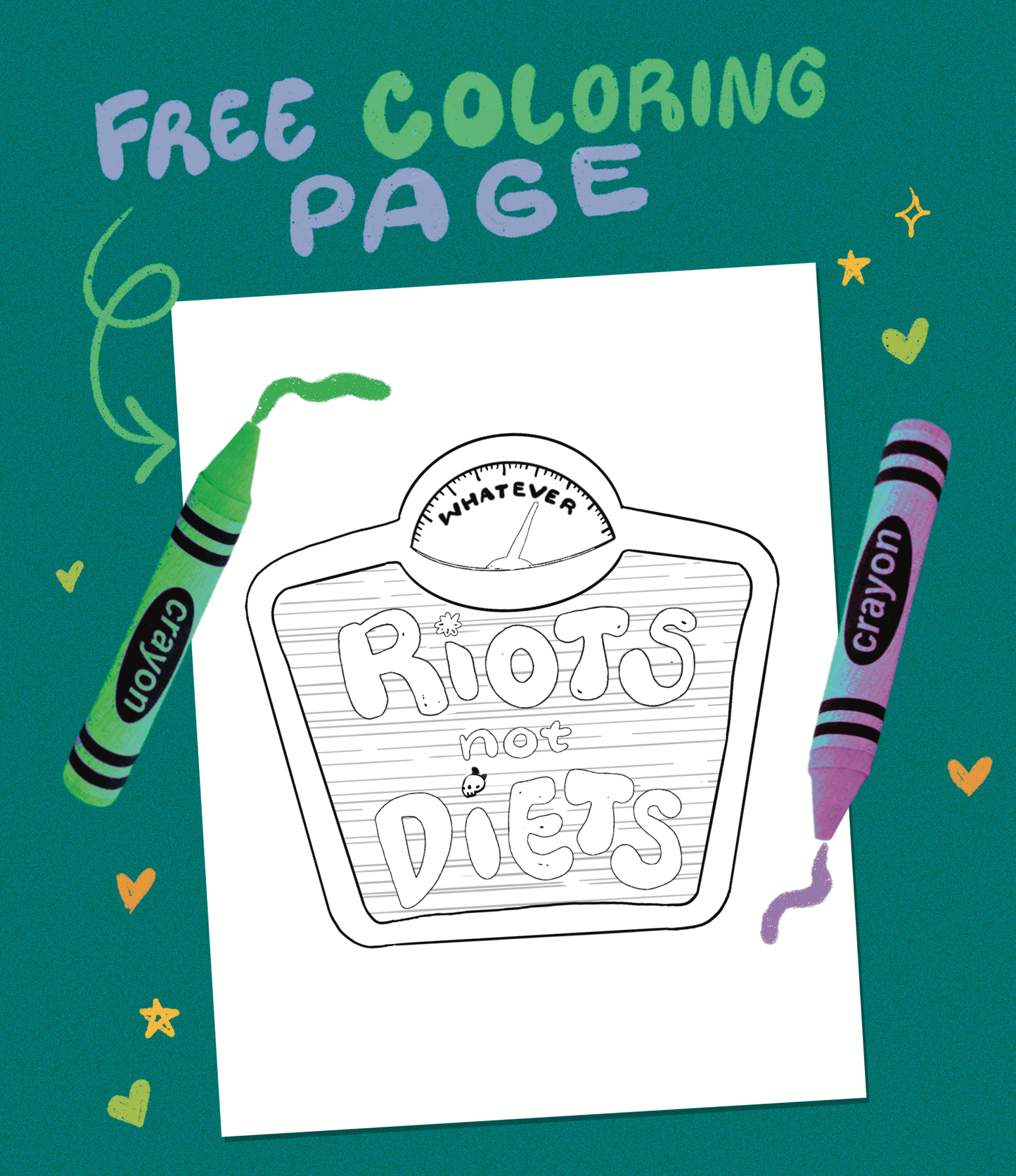 Riots Not Diets - Coloring Page Digital Download