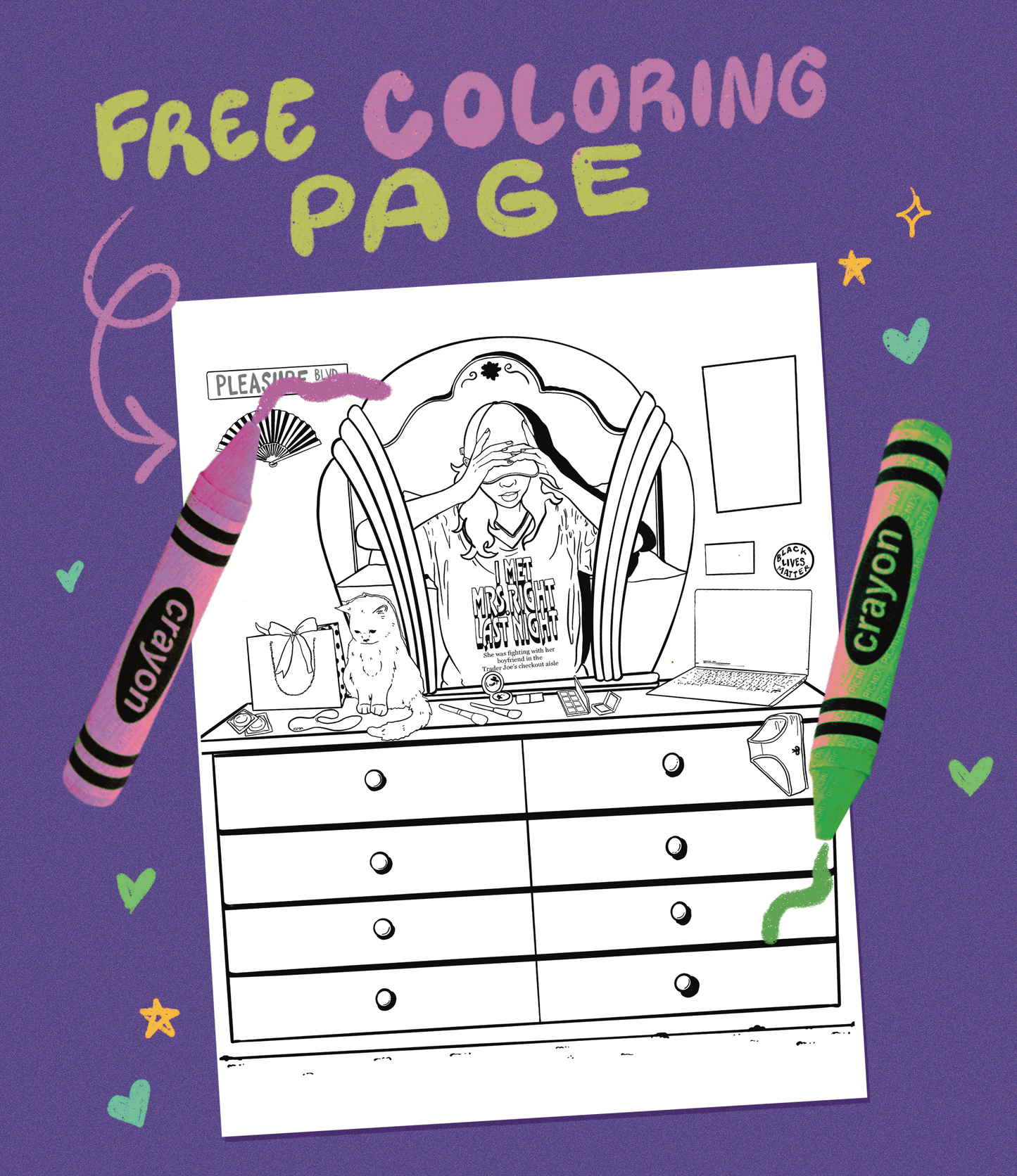 I Met Mrs. Right Last Night - Coloring Page Digital Download (Adult)
