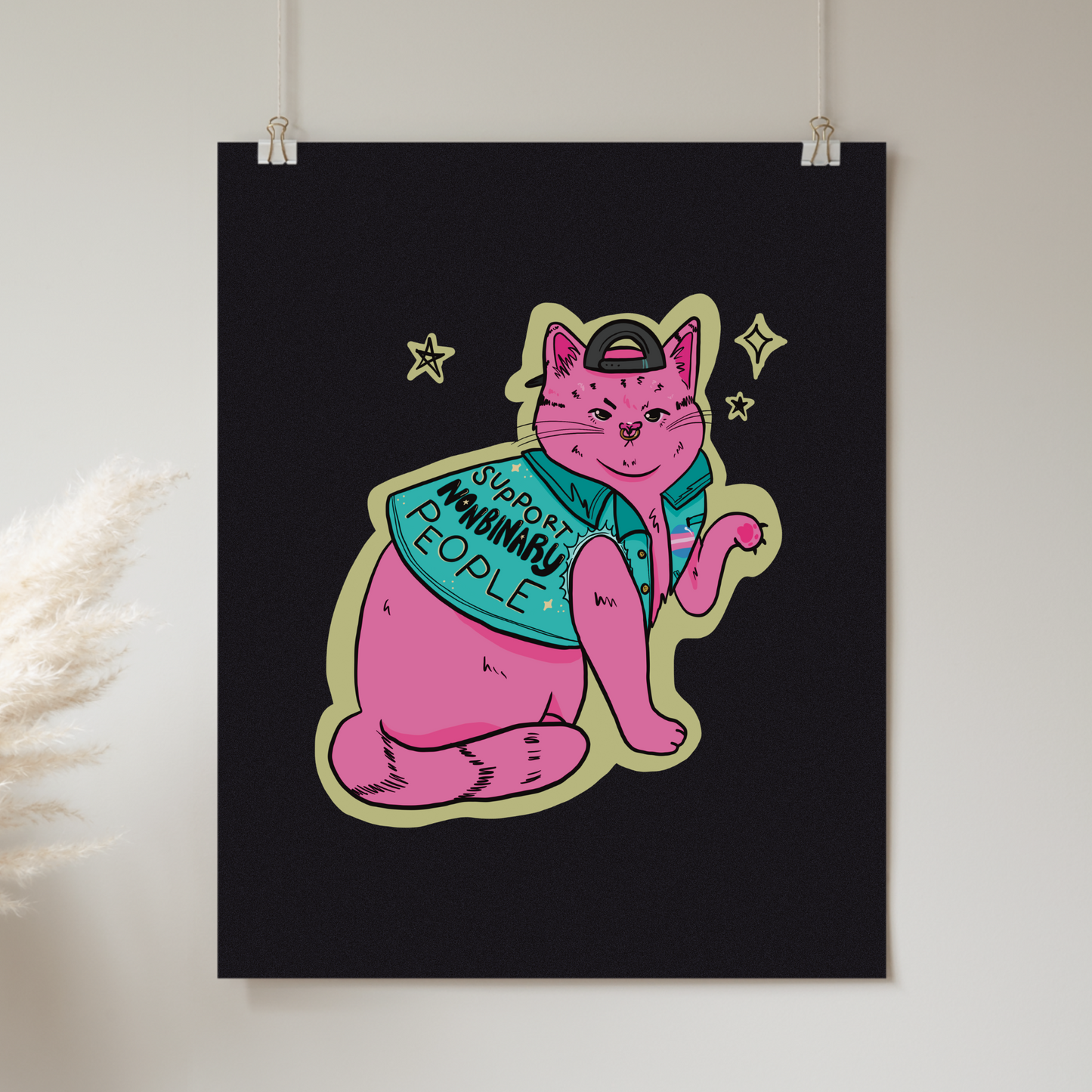 Support Nonbinary People Cat - Print