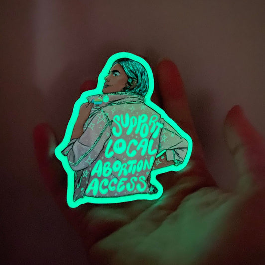 Support Local Abortion Access | Jean Jacket | Vinyl Sticker (Glow-in-the-Dark)