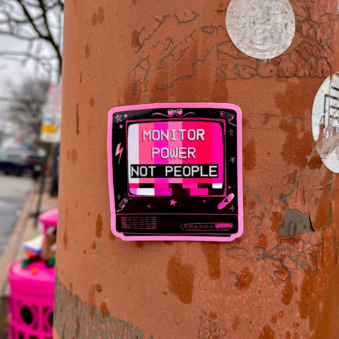 Monitor Power, Not People - Vintage TV Sticker