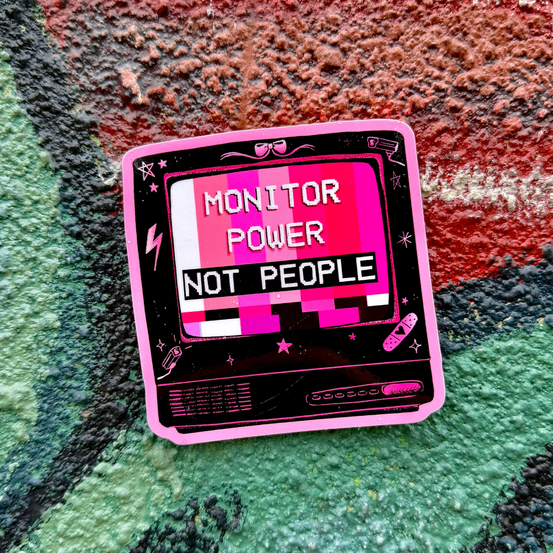 Monitor Power, Not People - Vintage TV Sticker