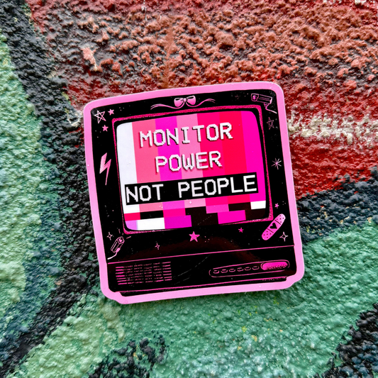 Monitor Power, Not People - Vintage TV Sticker