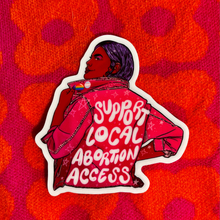Load image into Gallery viewer, Support Local Abortion Access | Jean Jacket | Vinyl Sticker (Glow-in-the-Dark)