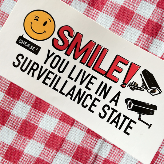 Smile! You Live in a Surveillance State | Privacy Rights | Bumper Vinyl Sticker (Glossy)