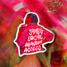Load image into Gallery viewer, Support Local Abortion Access | Jean Jacket | Vinyl Sticker (Glow-in-the-Dark)
