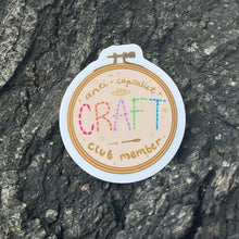 Load image into Gallery viewer, Anti-Capitalist Craft Club | Embroidery Hoop | Mini Vinyl Sticker (Glossy)