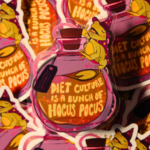 Load image into Gallery viewer, Diet Culture Is a Bunch of Hocus Pocus  | Magical Halloween Frog | Clear Vinyl Sticker (Glossy)