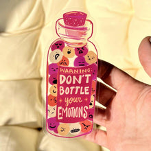 Load image into Gallery viewer, Don’t Bottle Your Emotions | Mental Health | Clear Vinyl Sticker (Glossy)