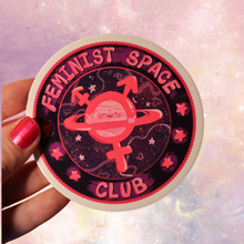 Load image into Gallery viewer, Feminist Space Club | Galaxy Planet | Vinyl Sticker (Glossy)
