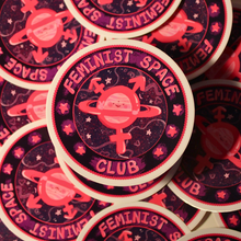 Load image into Gallery viewer, Feminist Space Club | Galaxy Planet | Vinyl Sticker (Glossy)