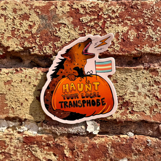 Haunt Your Local Transphobe - Hyena Pumpkin Sticker