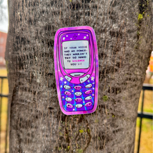Load image into Gallery viewer, If Your Voice Held No Power | Vintage Phone | Disco Plaid Holographic Vinyl Sticker (Glossy)
