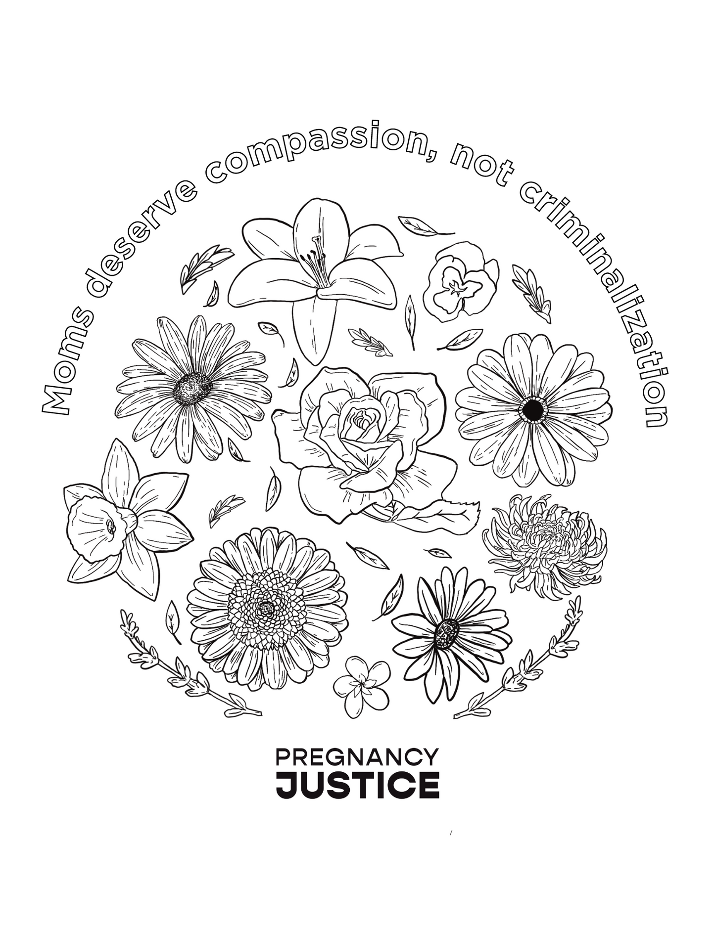 Moms Deserve Compassion, Not Criminalization Coloring Page Digital Download