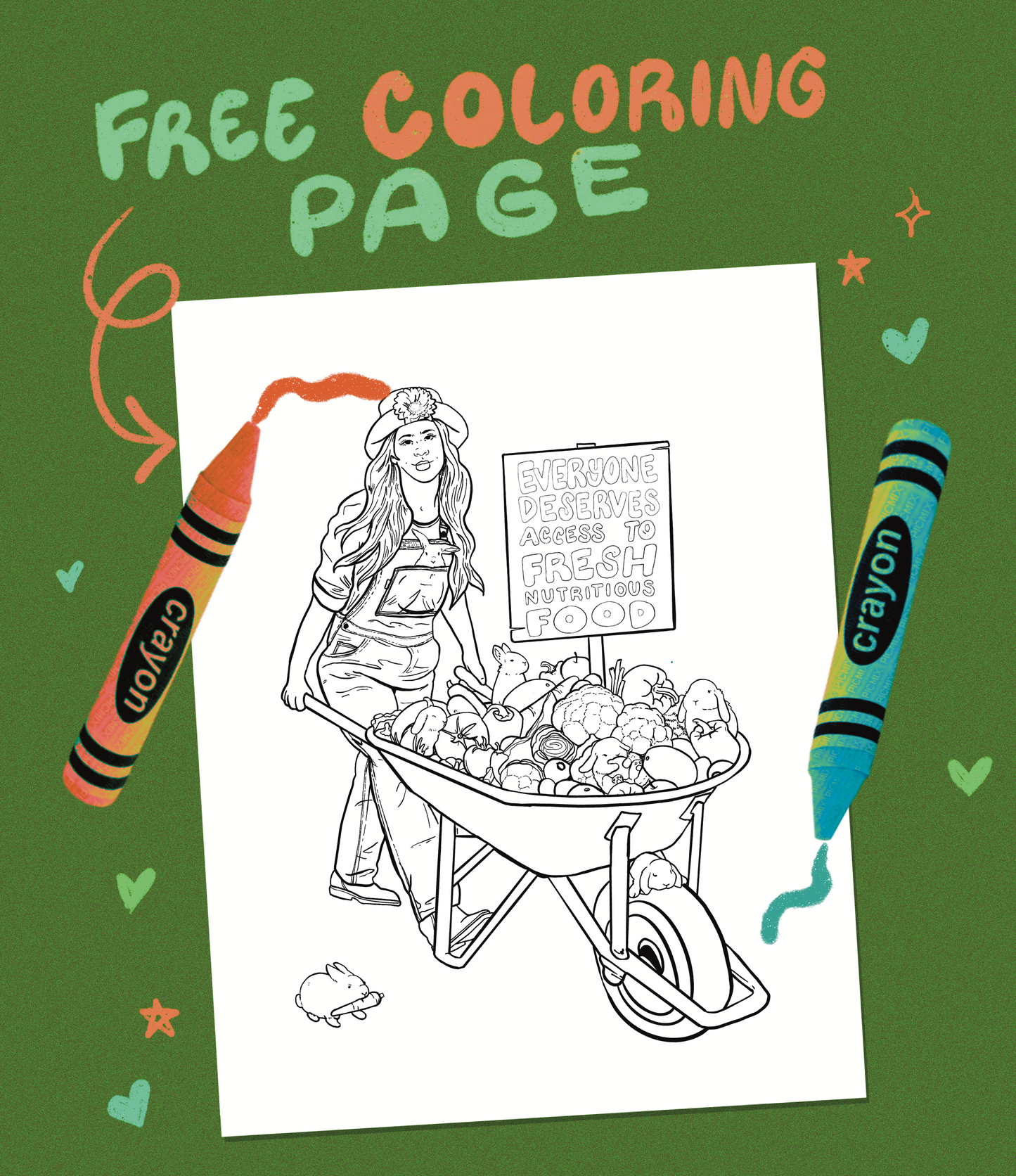 Everyone Deserves Access to Fresh Nutritious Food - Coloring Page Digital Download