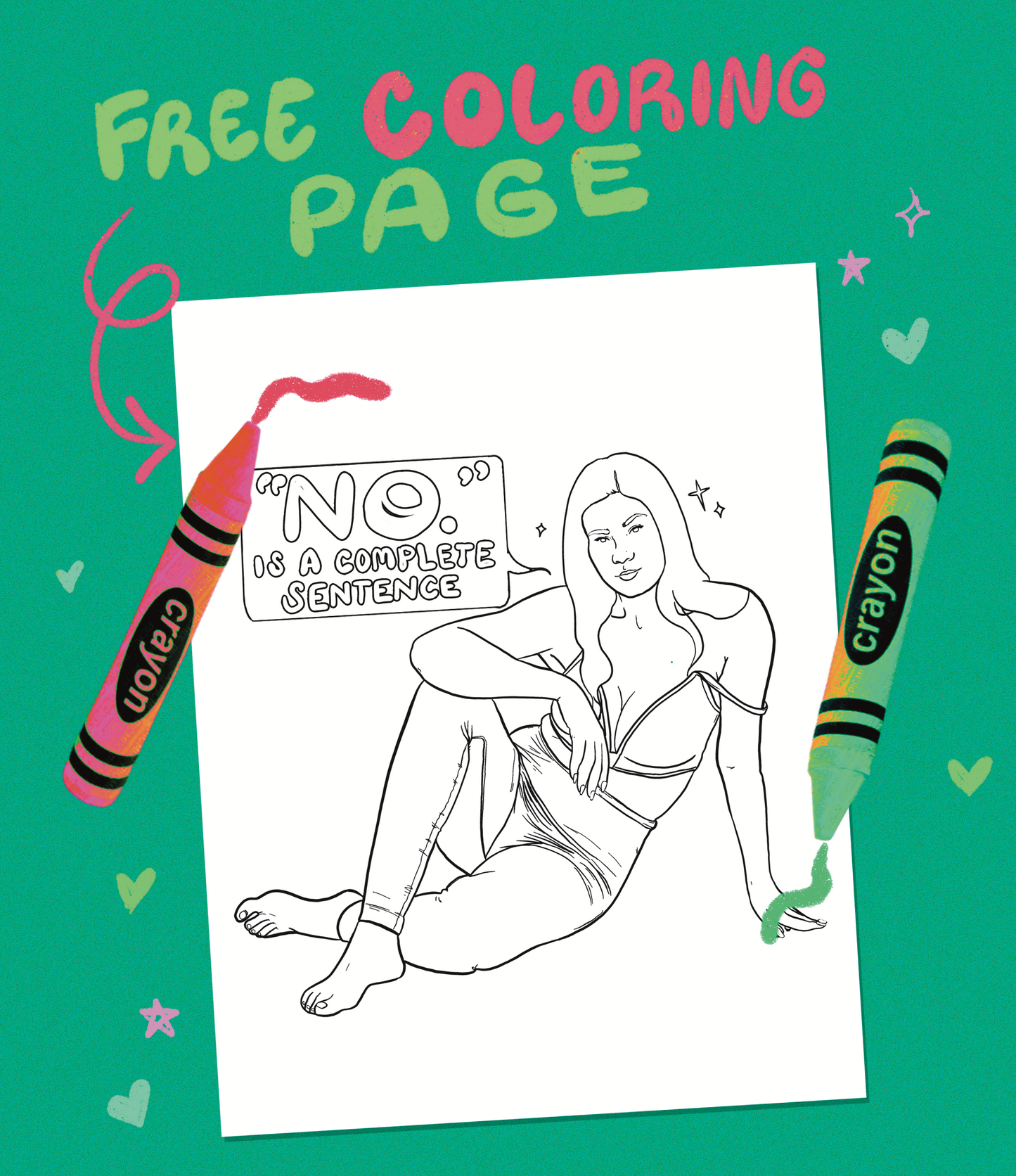 No is a Complete Sentence - Coloring Page Digital Download