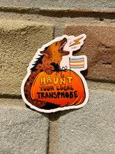 Load image into Gallery viewer, Haunt Your Local Transphobe | Trans Halloween Hyena | Vinyl Sticker (Matte)