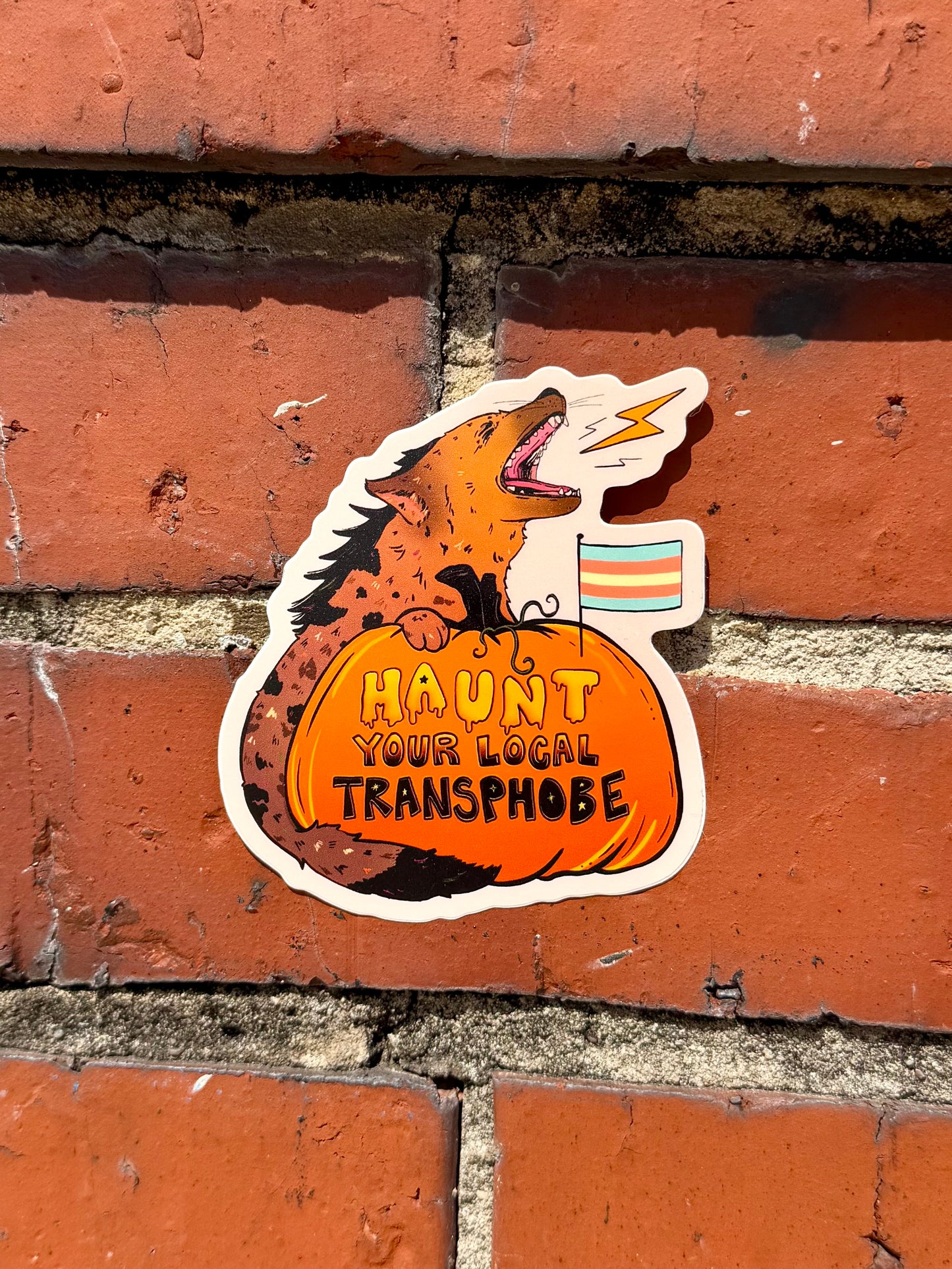 Haunt Your Local Transphobe - Hyena Pumpkin Sticker