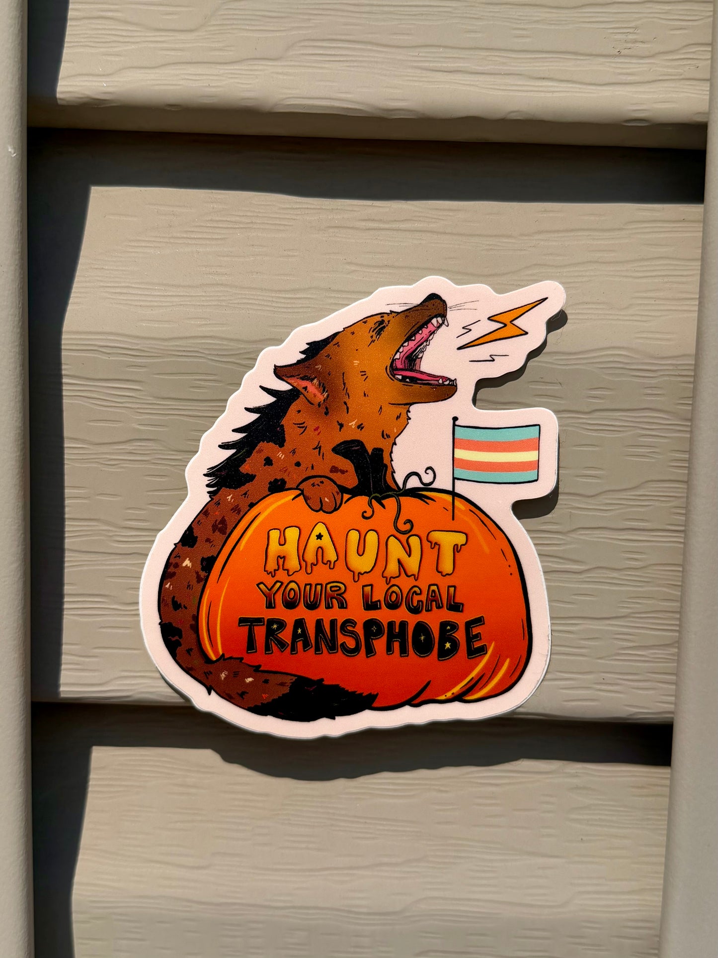Haunt Your Local Transphobe - Hyena Pumpkin Sticker