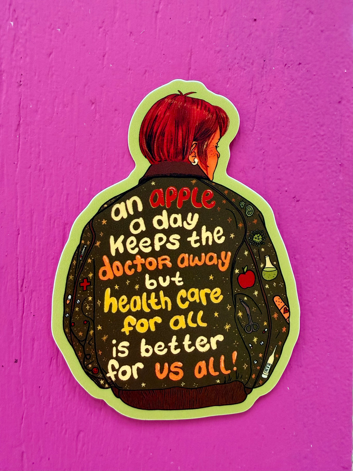 An Apple a Day Keeps the Doctor Away | Health Care | Vinyl Sticker (Matte)