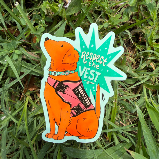 Respect the Vest Service Dog Sticker | Assistance Dog Decal | Disability Awareness Vinyl Sticker (Glossy)