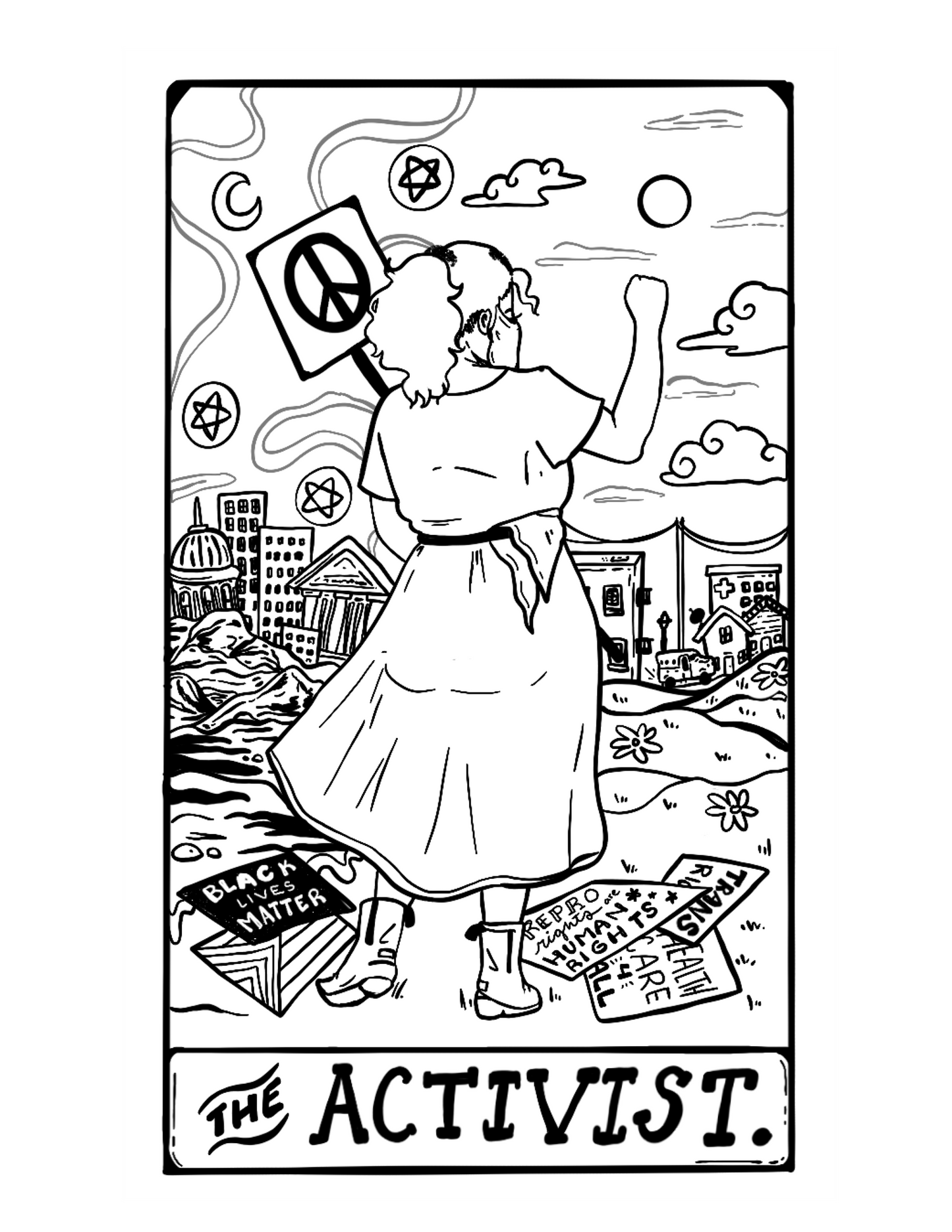 The Activist Tarot Coloring Page Digital Download