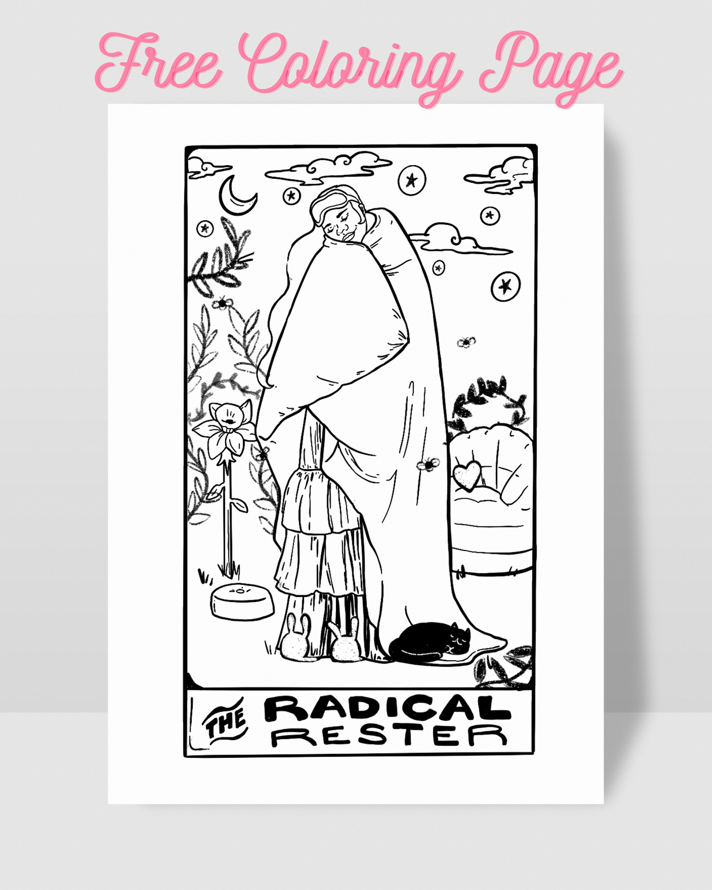 The Radical Rester Tarot Coloring Page Digital Download