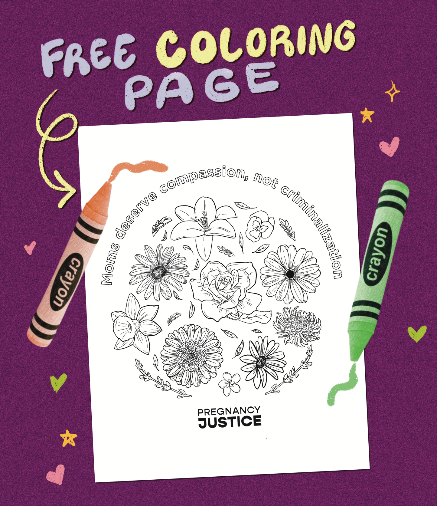 Moms Deserve Compassion, Not Criminalization Coloring Page Digital Download