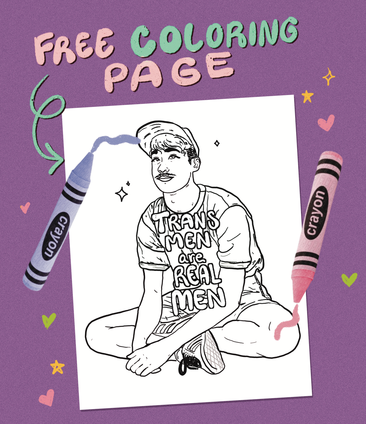 Trans Men are Real Men Coloring Page Digital Download