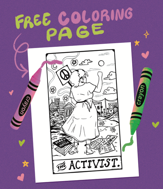 The Activist Tarot Coloring Page Digital Download