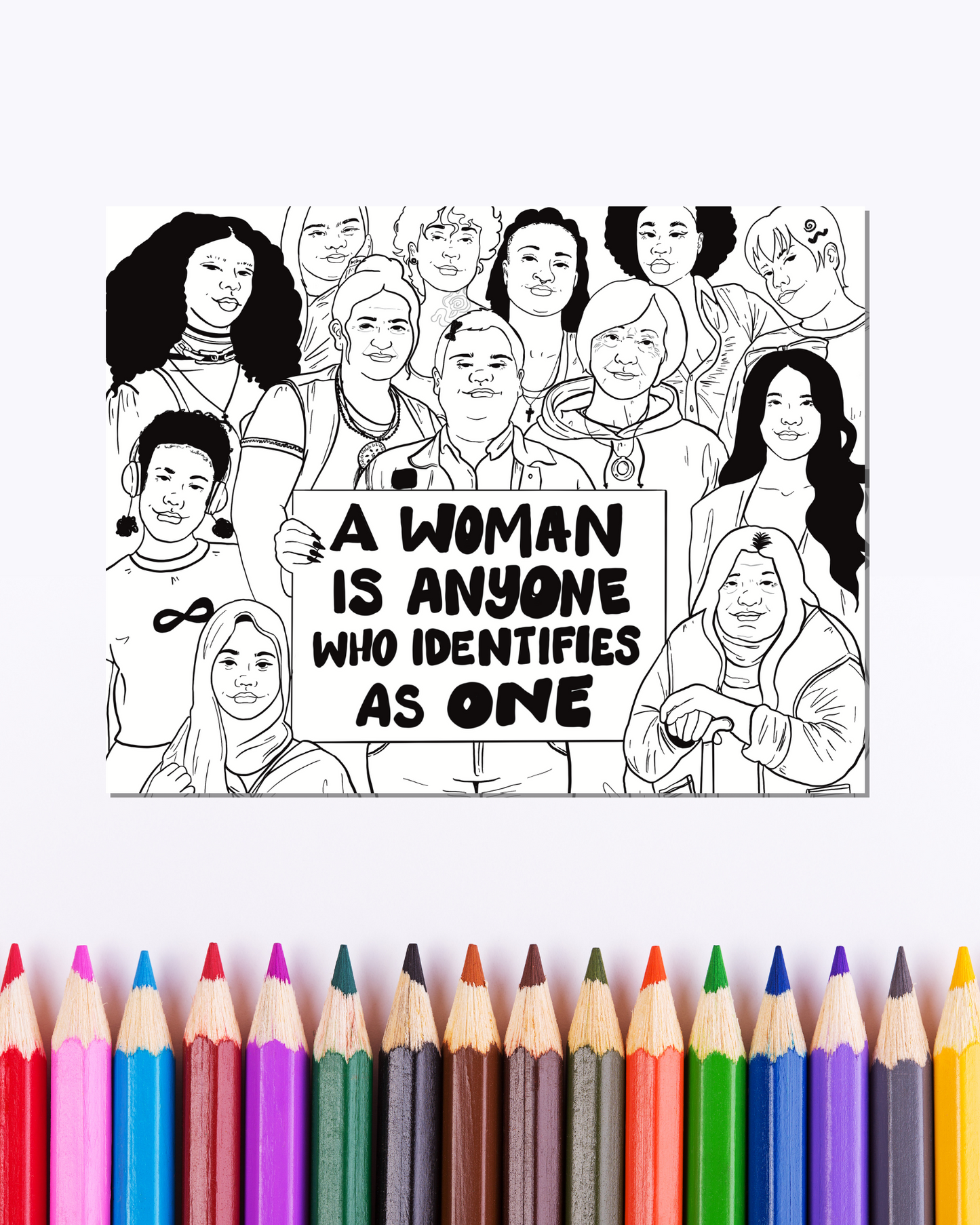 A Woman is Anyone Who Identifies as One Coloring Page Digital Download