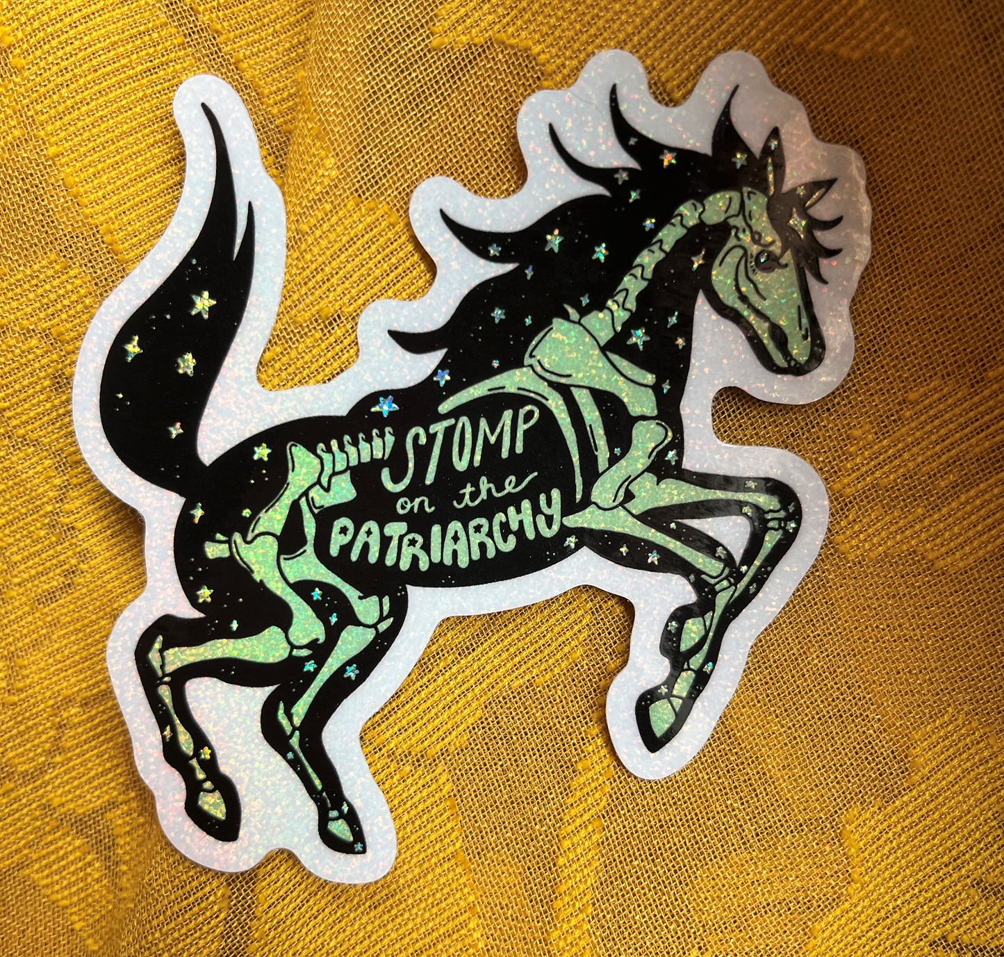 Stomp the Patriarchy Horse - Die Cut Sticker (Glitter)