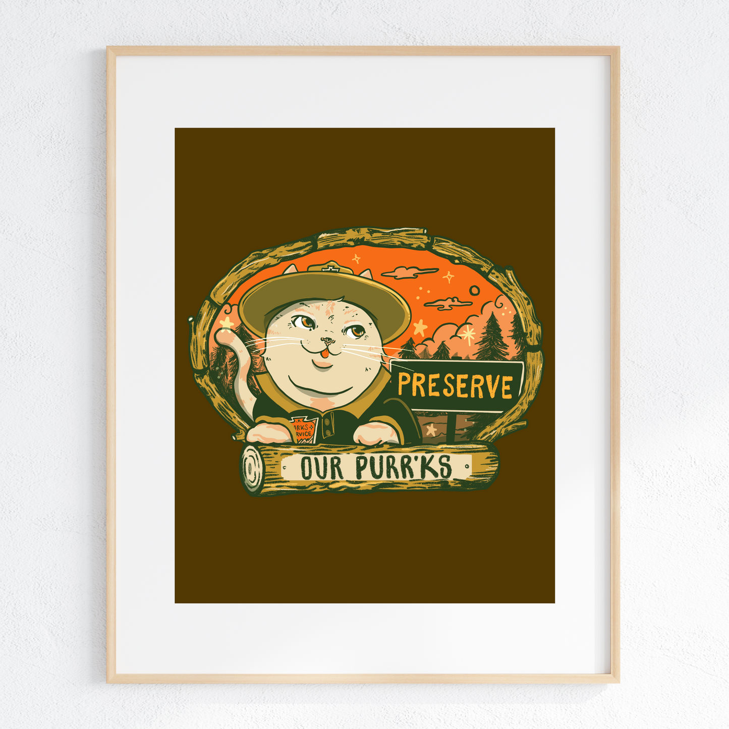 Preserve Our Parks - Cat Park Ranger Print