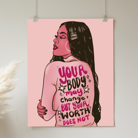 Your Body May Change But Your Worth Does Not - Print