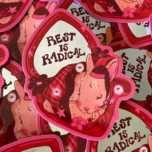 Load image into Gallery viewer, Rest is Radical | Sleeping Bunny | Mirror Vinyl Sticker (Glossy)
