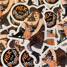 Load image into Gallery viewer, Hex the Patriarchy | Halloween Witch Cat | Vinyl Sticker (Glossy)