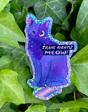 Load image into Gallery viewer, Trans Rights Meow! | Constellation Cat | Glitter Vinyl Sticker (Glossy)